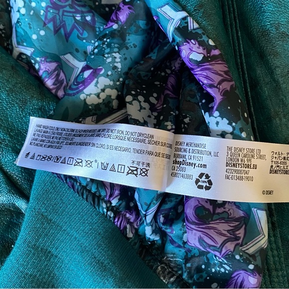 Disney Girl Blueish Green Sequin Faux Leather Zip Pockets Moto Jacket girls 9/10 - Picture 7 of 11